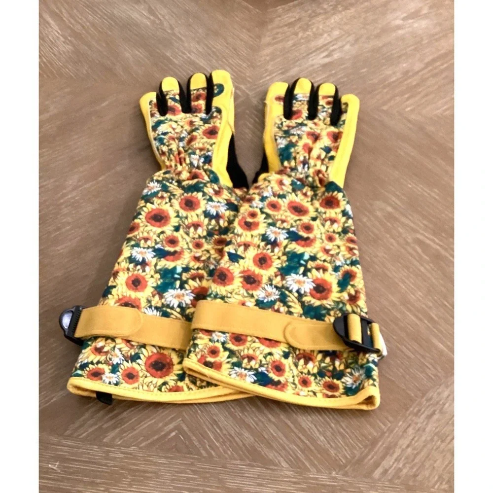 Sunflower Breathable Thorn Proof Leather Gardening /Rose Pruning Gloves Sm NWOT
